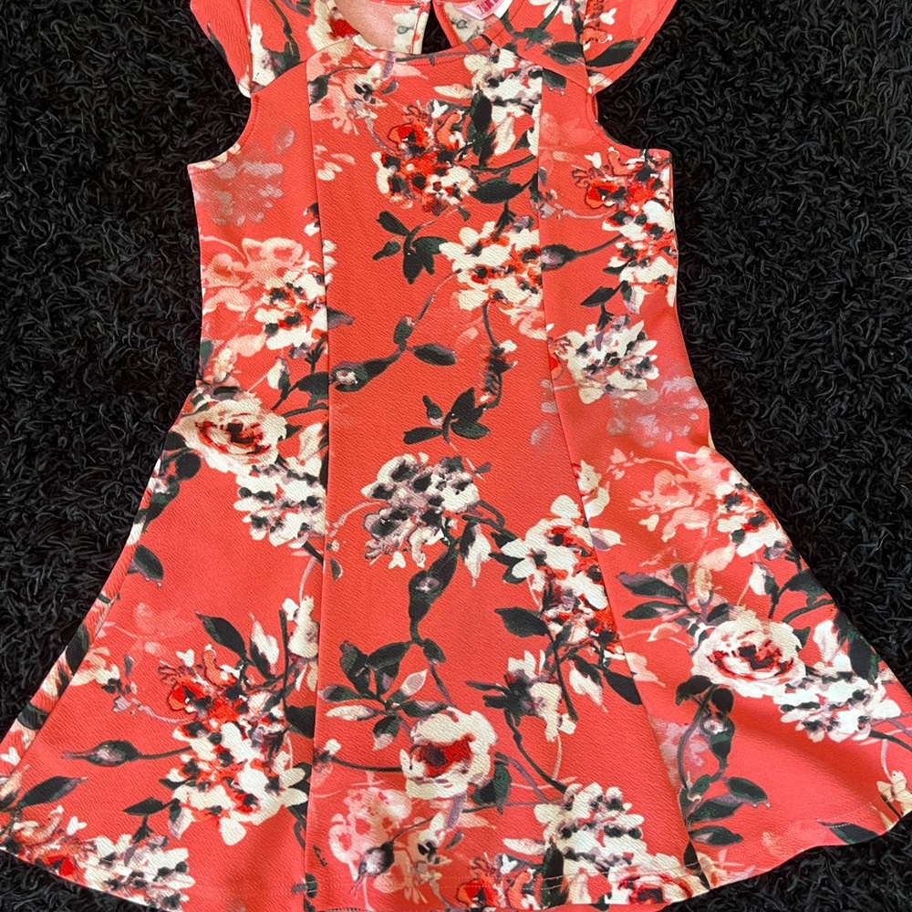 Floral Kids Dress in Red and White